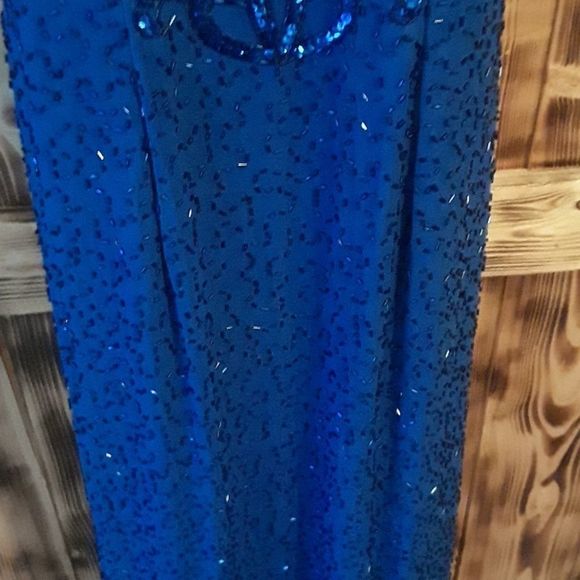 Peak Evenings Coral Blue Size 6 Prom Dress - Picture 4 of 8